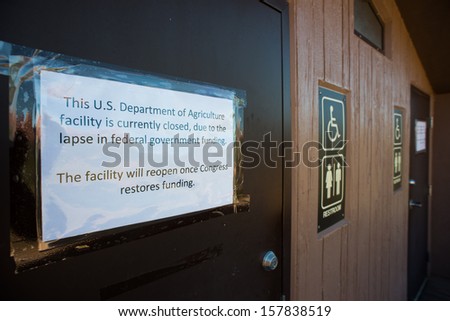 SEDONA, USA - 5 OCTOBER 2013: Public restrooms are closed due to the U.S. government shutdown in Sedona Red Rock Park, Arizona. Sedona, 5 October 2013