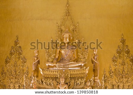 The golden Buddha statues in the golden temple
