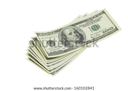 American bank notes isolated on the white background