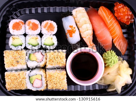 Exclusive sushi menu in your Delivery, top view