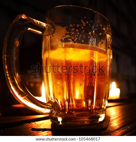 beer in dark room close up