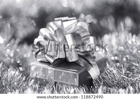 silver christmas card close up