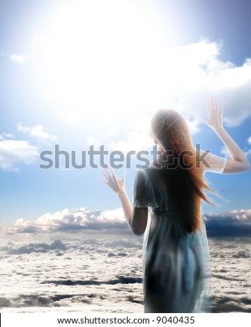 angel girl in the blue sky