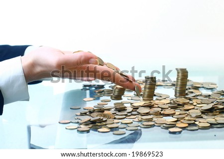 hand make coins piles