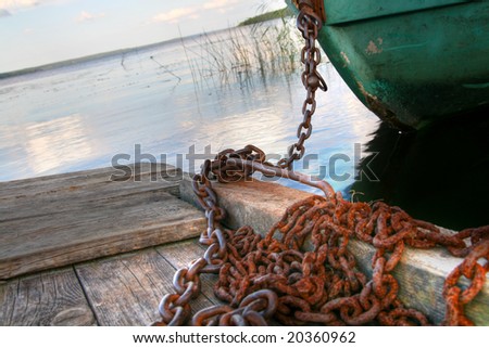boat on old chain