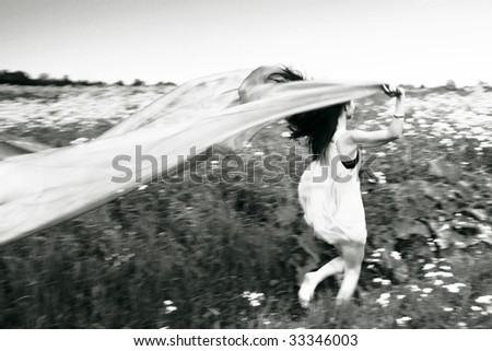 girl run by field