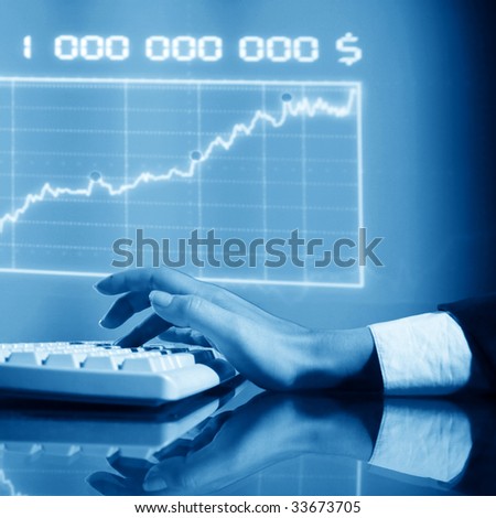 businessman input finance data