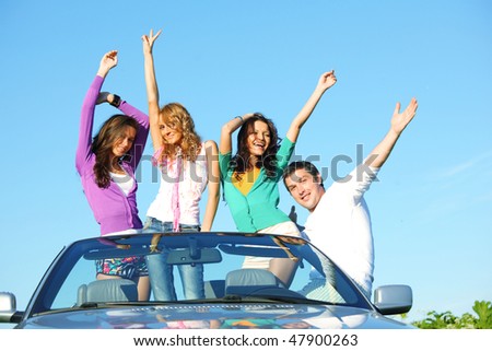 funey friends in dance car