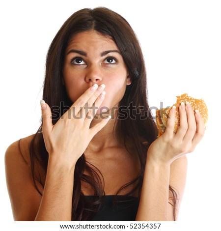 girl eating cheeseburger