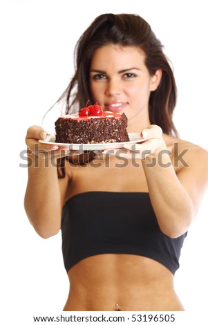 stock photo : woman with cake