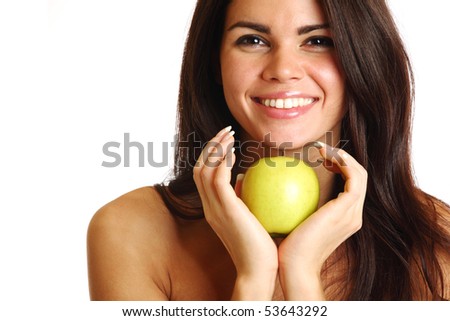 woman hold apple