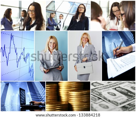 Conceptual business collage with busnesswomen