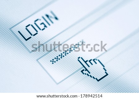 Login and password in internet browser on computer screen
