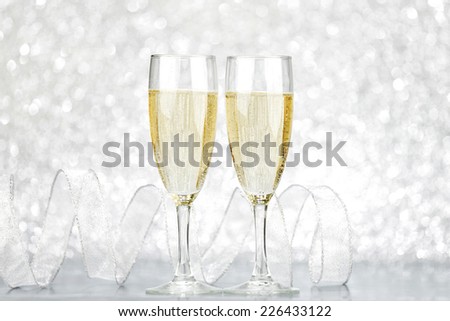 Glasses of champagne ear glass.