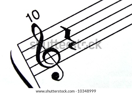macro of a clef on a  music score