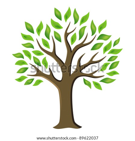 Tree With Green Leaves Ilustración vectorial en stock 89622037