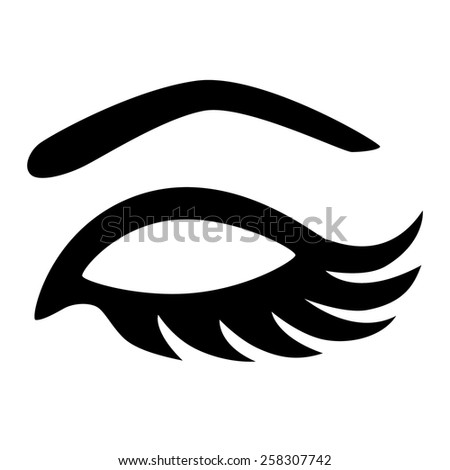 Vector Eye Closed With Long Eyelashes Monochrome Illustration ...