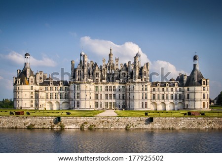 Chateau de Chambord, royal medieval french castle. Loire Valley, France, Europe. Unesco heritage site.