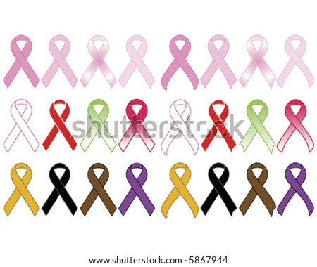 cancer symbols and colors. vector : Awareness ribbons