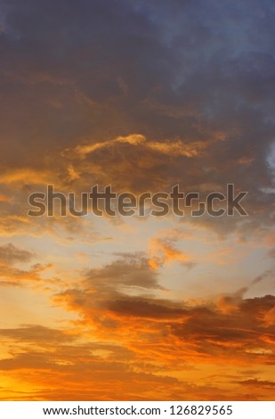 Cloudy sunset sky
