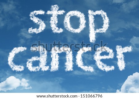 Amazing Stop Cancer text on clouds