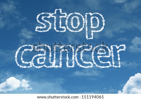 Amazing Stop Cancer text on clouds