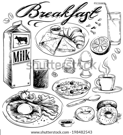hand-drawn breakfast food illustration