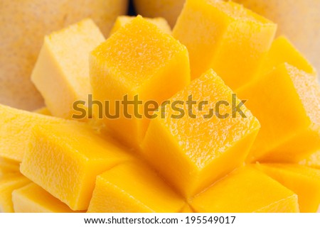 mango, tropical food ,cut in square shape