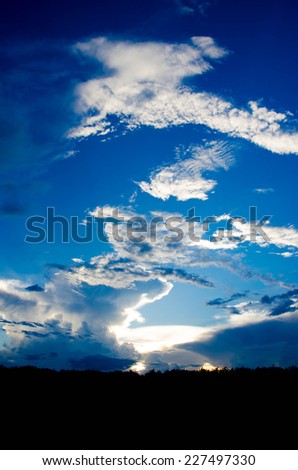 Cloud And Blue Sky Weather Nature.,silhouette