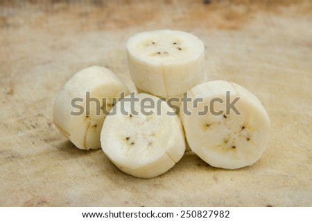 Banana cut on floor and  fruit healthy