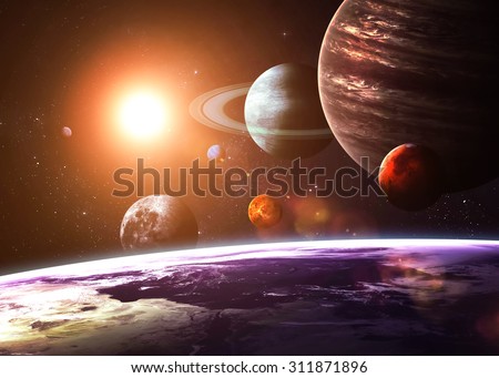 Solar system and space objects. Elements of this image furnished by NASA