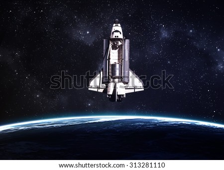 Space shuttle taking off on a mission. Elements of this image furnished by NASA
