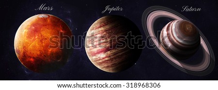 The solar system planets shot from space showing all they beauty. Extremely detailed image, including elements furnished by NASA. Other orientations and planets available.