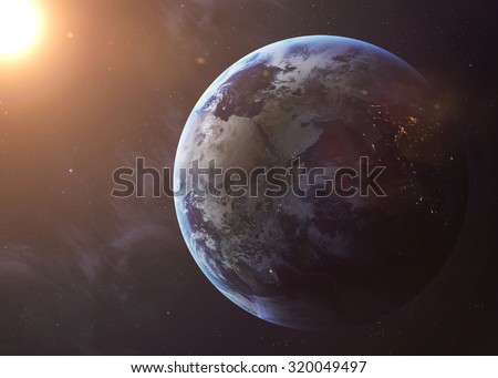 The Earth from space showing all they beauty. Extremely detailed image, including elements furnished by NASA. Other orientations and planets available.