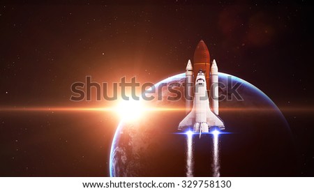 Space shuttle Leaving Earth - Elements of this Image Furnished By NASA