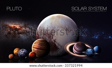 Pluto - 5K resolution Infographic presents one of the solar system planet. This image elements furnished by NASA.