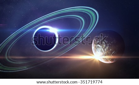Abstract scientific background - full eclipse, black hole. Elements of this image furnished by NASA