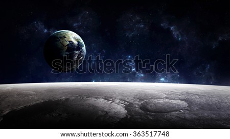 High Resolution Planet Earth view from the moon surface. Elements of this image are furnished by NASA