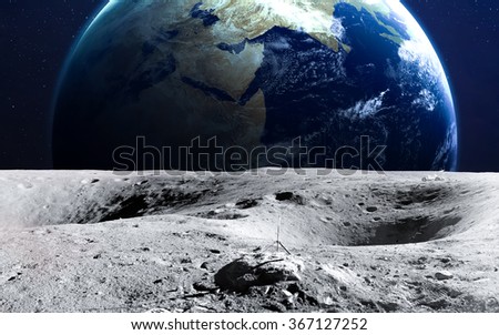 The Earth from moon surface. This image elements furnished by NASA.