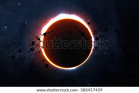 Solar Eclipse Above a Nebula. Elements of this image furnished by NASA