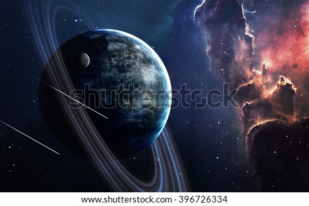 Universe scene with planets, stars and galaxies in outer space showing the beauty of space exploration. Elements furnished by NASA