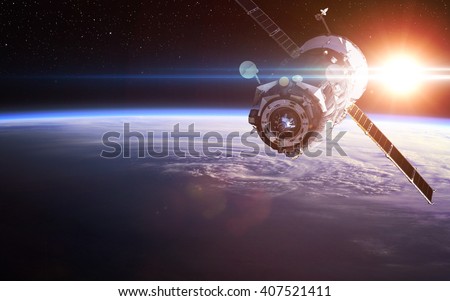 Spacecraft Launch Into Space. Elements of this image furnished by NASA.