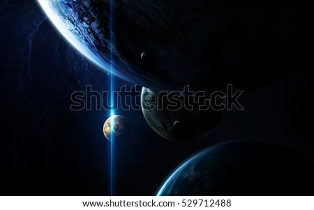 Deep space art. Nebulas, planets, galaxies and stars in beautiful composition. Awesome for wallpaper and print. Elements of this image furnished by NASA