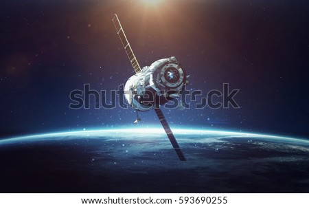 Blue planet Earth. Illustration of homeworld, ecology and science. Elements furnished by NASA