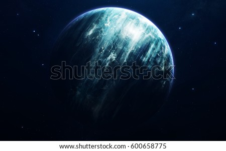 Neptune - planets of the Solar system in high quality. Science wallpaper. Elements furnished by NASA