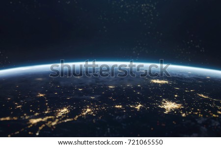 Earth at night, city lights from orbit. Elements of this image furnished by NASA