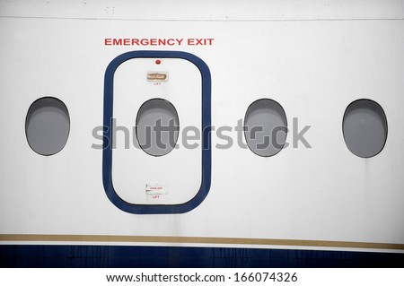 Emergency exit door of an abandoned aircraft