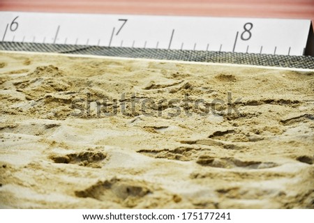 Athletics long jump sand pit with marks