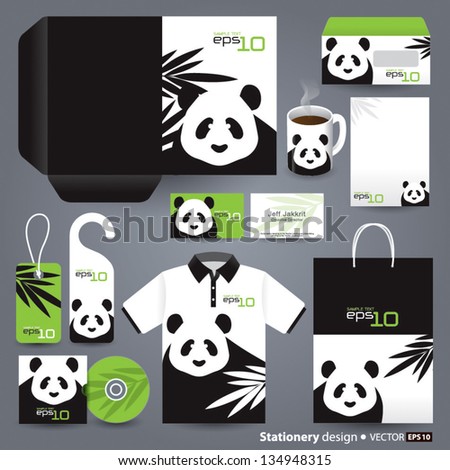 Stationery design set in vector format Panda concept Stationery design set in vector format Panda concept