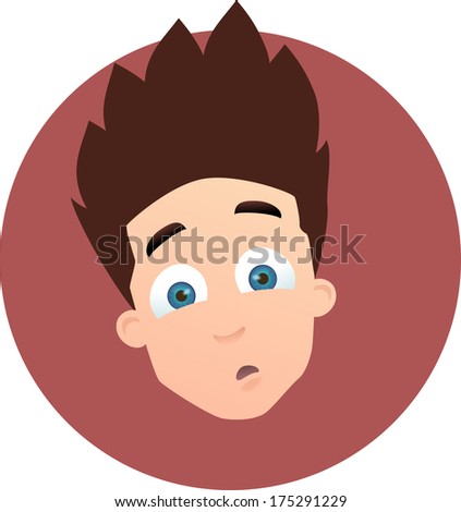 Cartoon male character neutral emotional reactions, feelings and attitude